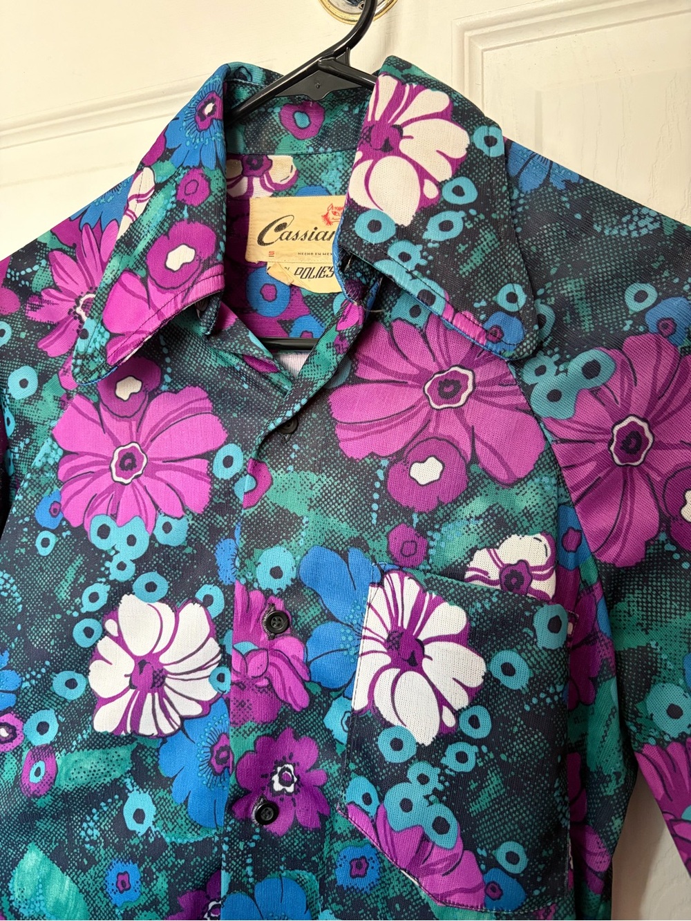 Vintage 1970s Floral Button-Up Disco Shirt - Picture 3 of 6